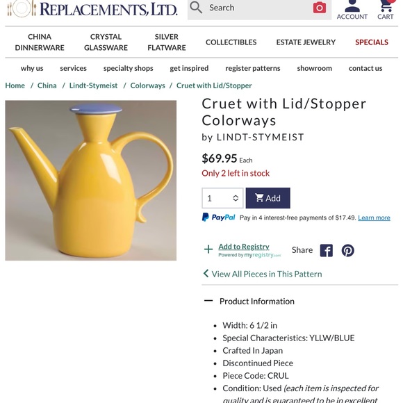 Lindt-Stymeist Colorways Cruet With Lid/Stopper/Fiestaware Colors/Very MCC - Picture 4 of 5